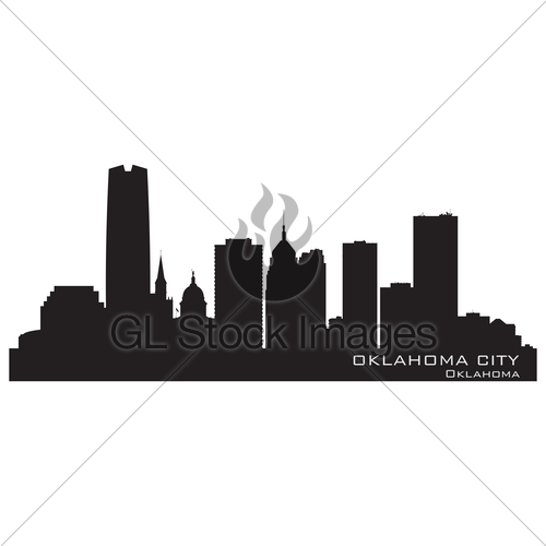 500x500 Oklahoma City Skyline. Detailed Silhouette Gl Stock Images