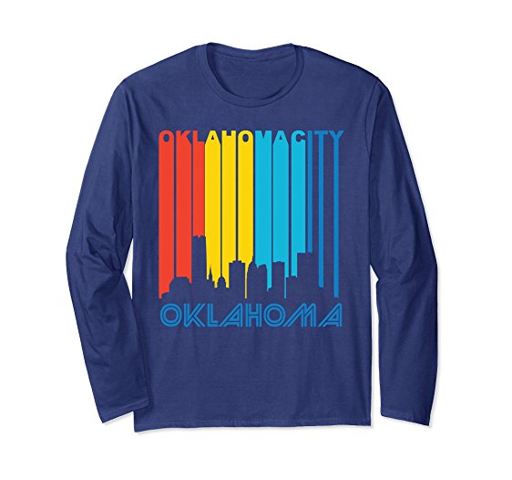 562x526 Retro Oklahoma City Cityscape Skyline Long Sleeve T