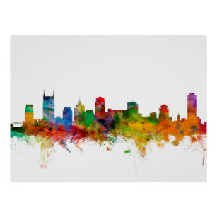 307x307 City Skyline Silhouette Posters Zazzle