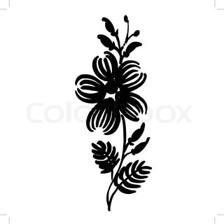 320x320 Decorative Silhouette Of Woman With Flowers And Circles Stock