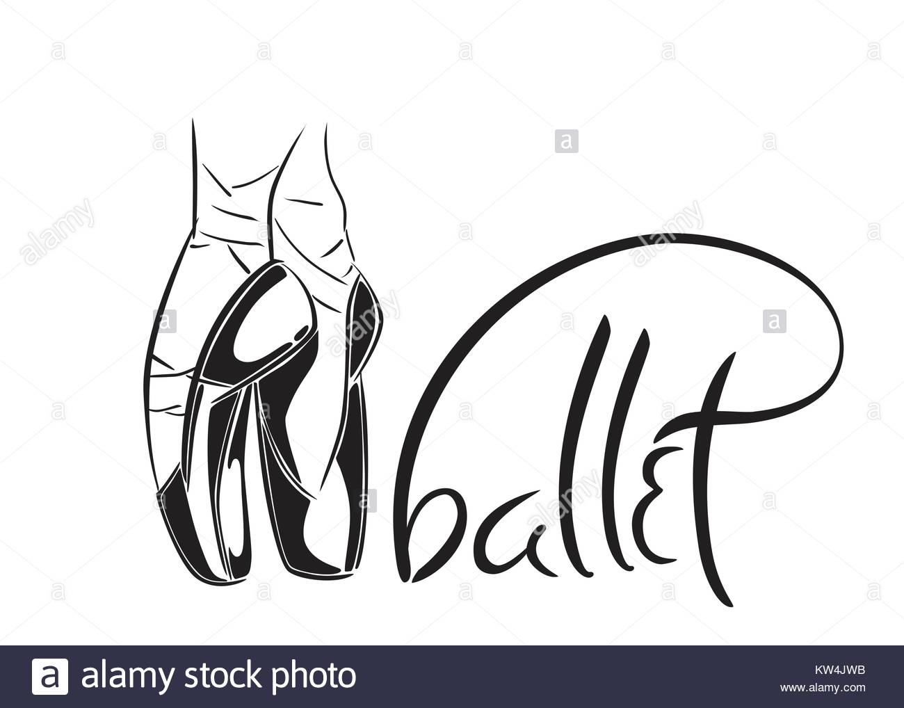 1300x1018 Hand Drawn Old Style Lettering Of Word Ballet. Vector Illustration
