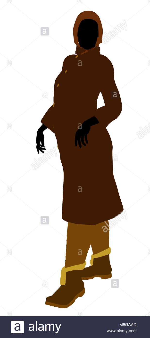 618x1390 Old Lady Silhouette Dressed In A Trench Coat On A White Background
