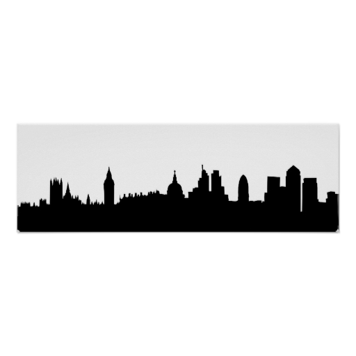 512x512 London Skyline Silhouette Cityscape Poster London Skyline