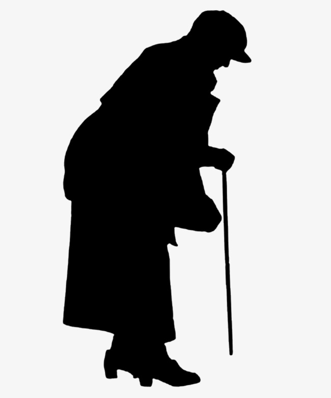 650x781 Lonely Old Man On Crutches Silhouette, Crutches Silhouette, Sketch