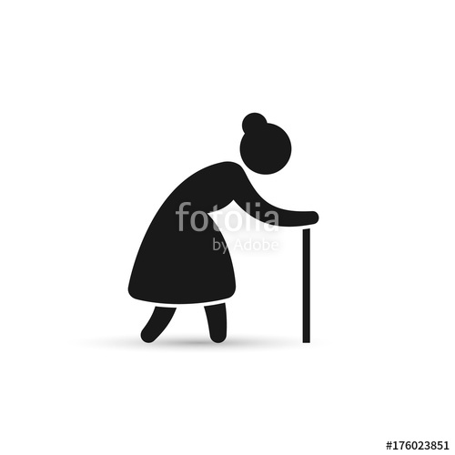 500x500 Old Woman Icon. Grandmother Silhouette Vector Icon Stock Image