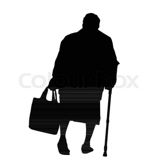 320x320 Silhouette Of A Old Woman On A White Background, Vector