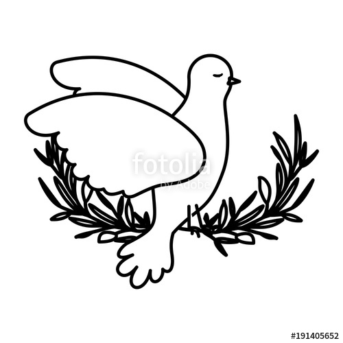 500x500 Pigeon Peace Symbol Side View In Olive Branch On Black Silhouette