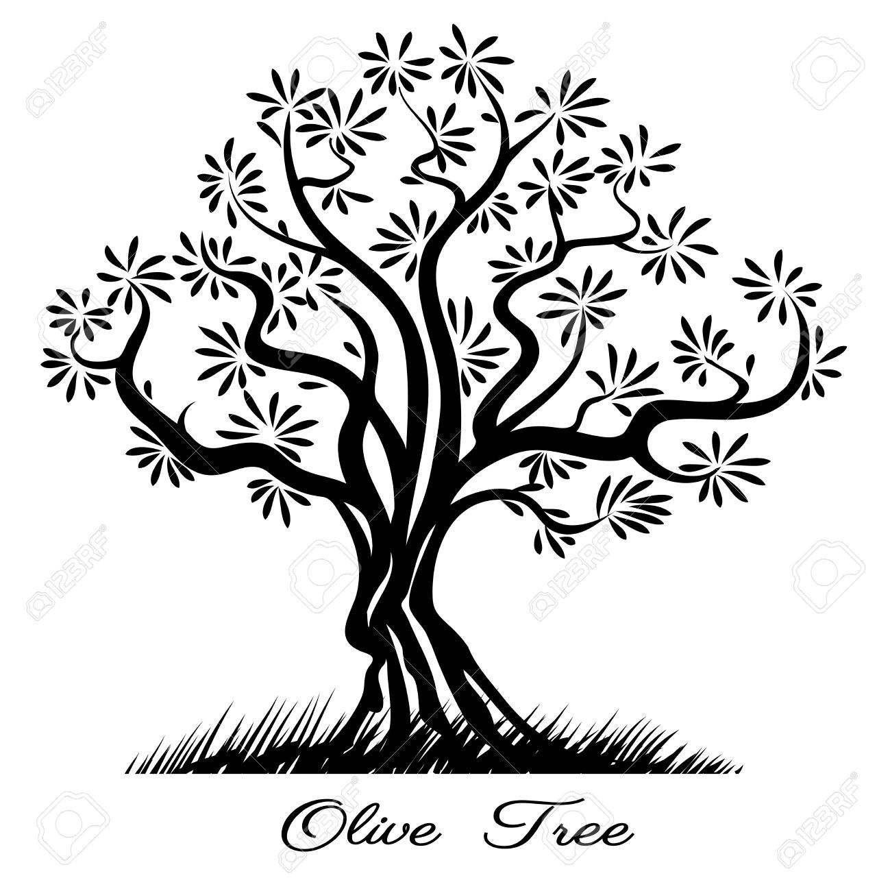 1299x1300 35034280 Olive Tree Silhouette Sketch Wood Painted Black Lines