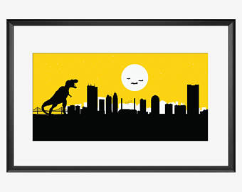 340x270 Omaha Skyline Omaha Art Omaha Print Omaha Poster Kaiju