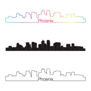 320x320 Omaha Skyline Linear Style With Rainbow In Editable Vector File