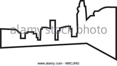 450x256 Omaha Skyline Silhouette On White Background Stock Vector Art