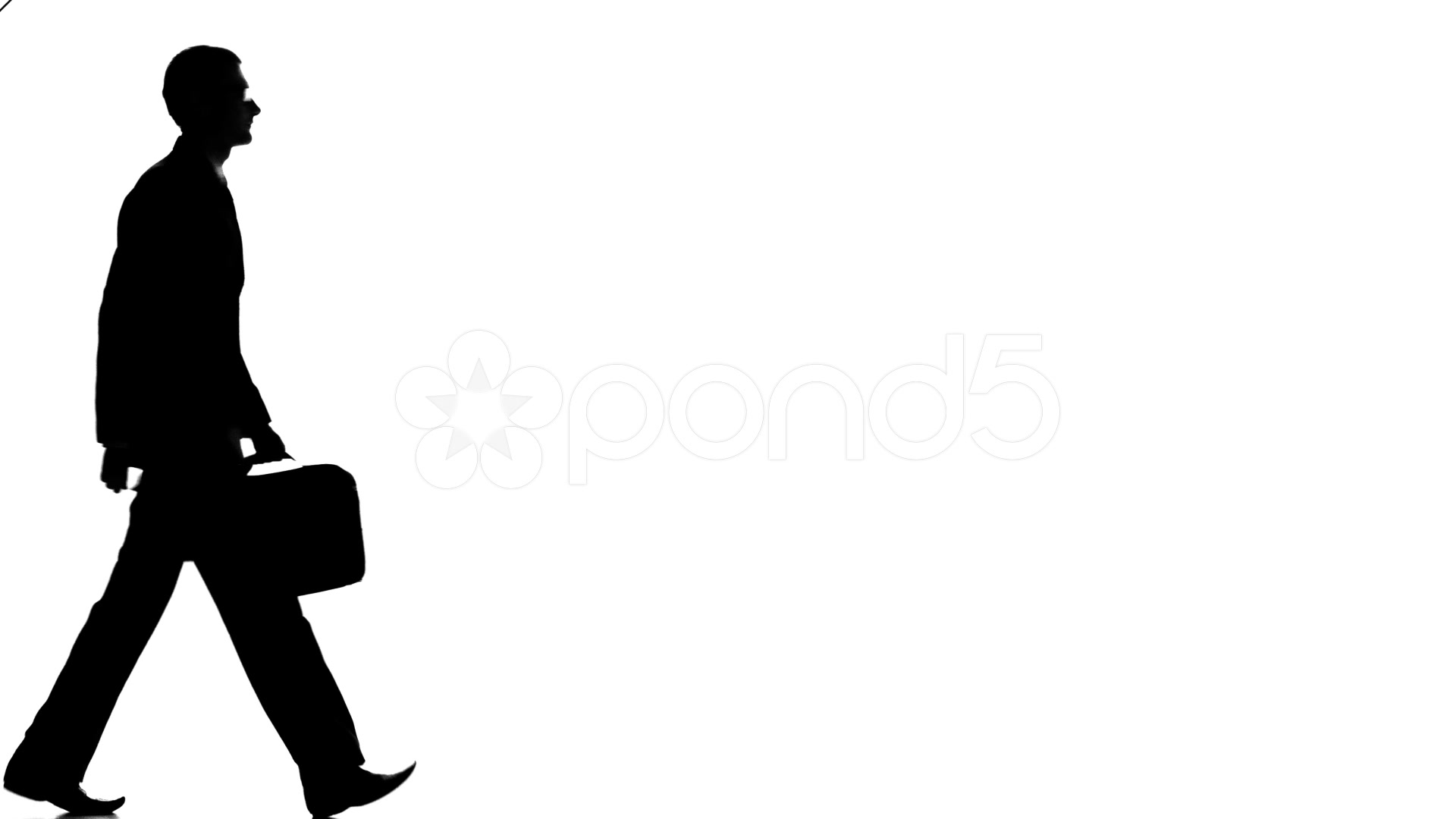 1920x1080 Businessman Walking With His Briefcase, Silhouette ~ Clip