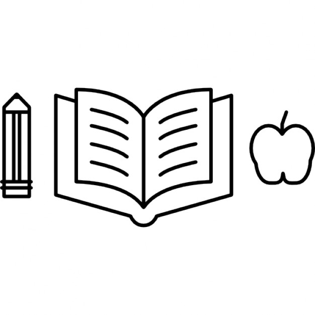 626x626 Pencil With An Open Book And Apple Silhouette Icons Free Download