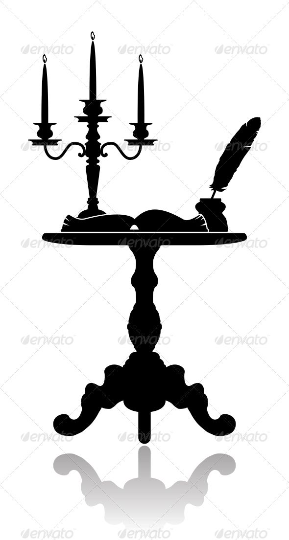590x1104 Coffee Table With A Candelabrum Open Book, Coffee And Font Logo
