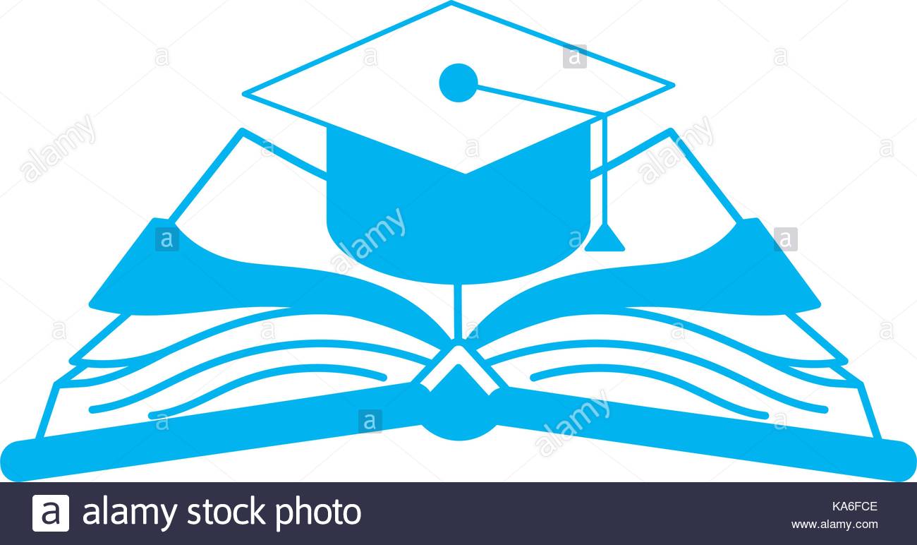 1300x772 Silhouette Cap Graduation Over Open Book Stock Vector Art
