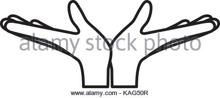 450x200 Pair Open Hands Gesture On Colorful Silhouette Stock Vector Art