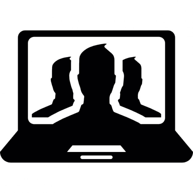 626x626 Open Laptop Computer With Multiple User Silhouette Icons Free