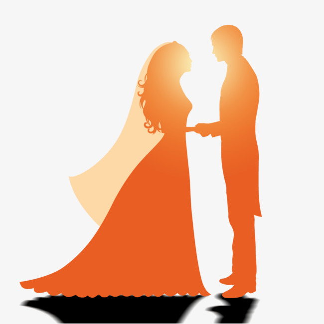 650x651 New Hand On The Silhouette, Orange, Silhouette, Wedding Png Image