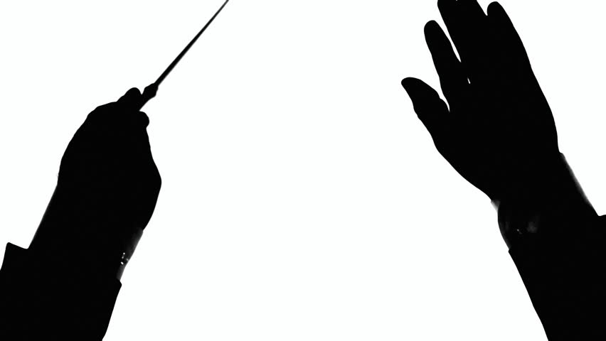 852x480 The Hands Of The Conductor Of An Orchestra. Silhouette Shot