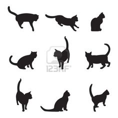 236x236 Set Of Cats Silhouettes In Different Poses Third Variant Tattoos