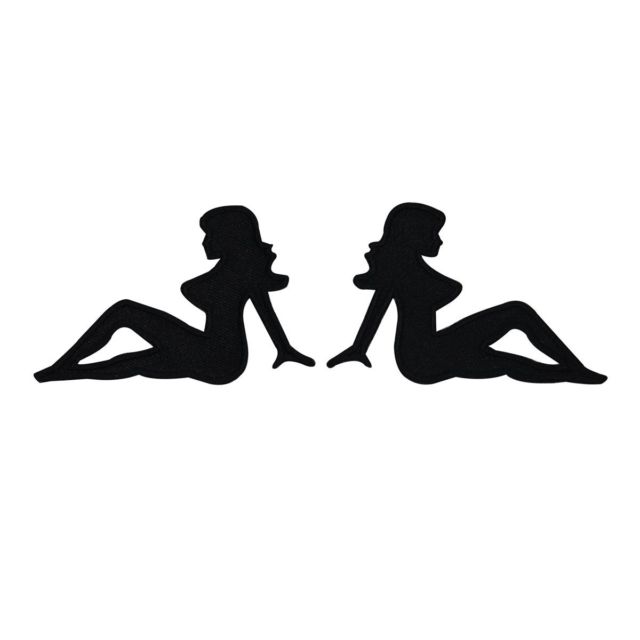 640x640 Set Of 2 Trucker Mudflap Girl Patches Black Silhouette Women Iron