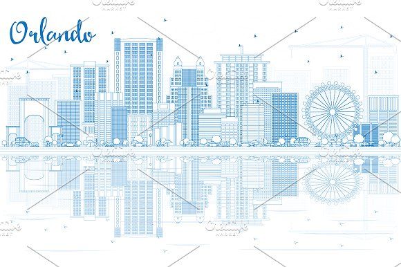 580x386 Outline Orlando Skyline Outlines, City Skylines And Skyline