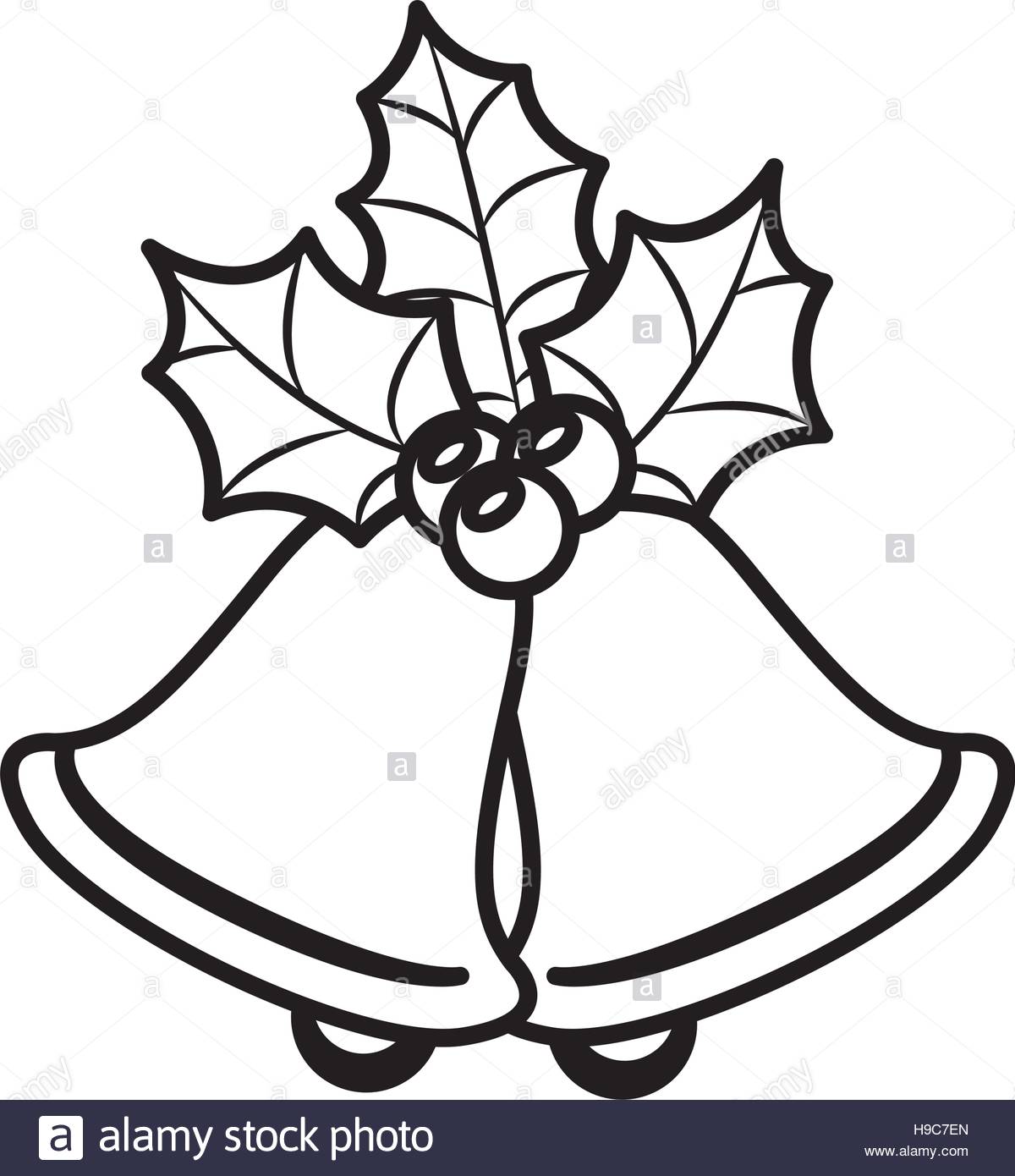 1200x1390 Ornament Silhouette With Leaves Christmas And Bell Stock Vector