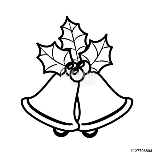 500x500 Ornament Silhouette With Leaves Christmas And Bell Vector