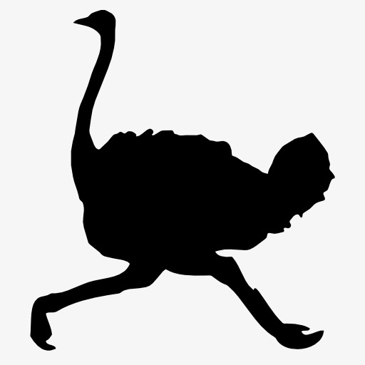 512x512 Ostrich Silhouette, Bird, Flight, Animal Png Image And Clipart