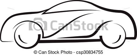 450x182 Car Side View Line Outline Silhouette Drawing Clipart Vector