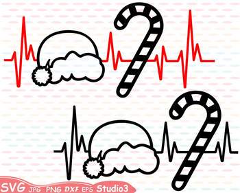 350x281 Christmas Heart Silhouette Svg Cutting Files Clipart Santa Hat