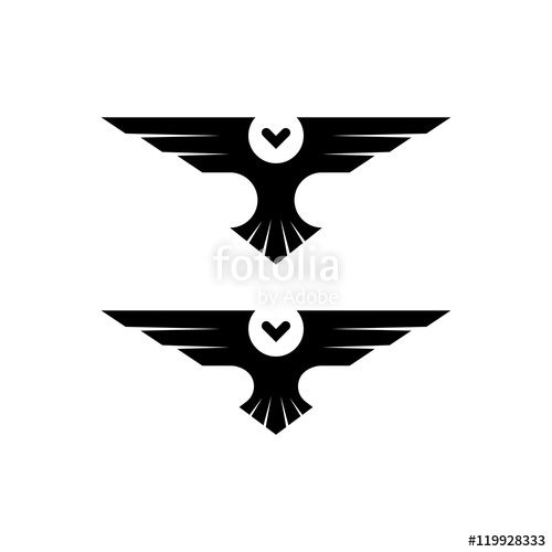 500x500 Owl Logo, Silhouette Raptor In Flight With Spread Wings In