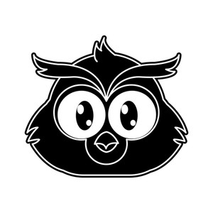 300x300 Silhouette Owl Head Cute Animal Character Vector Illustration