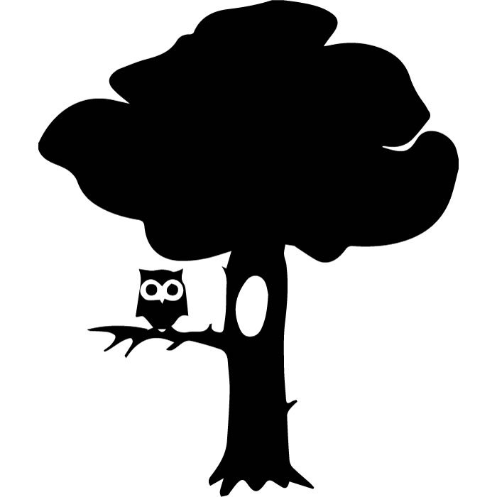 700x700 Owl On A Branch Tree Silhouette Flowers And Trees Wall Stickers