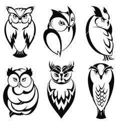 236x248 Vector Black Silhouette Of An Owl On A White Background.