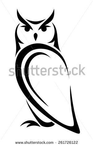 300x470 Vector Black Silhouette Of An Owl On A White Background. Tattoos