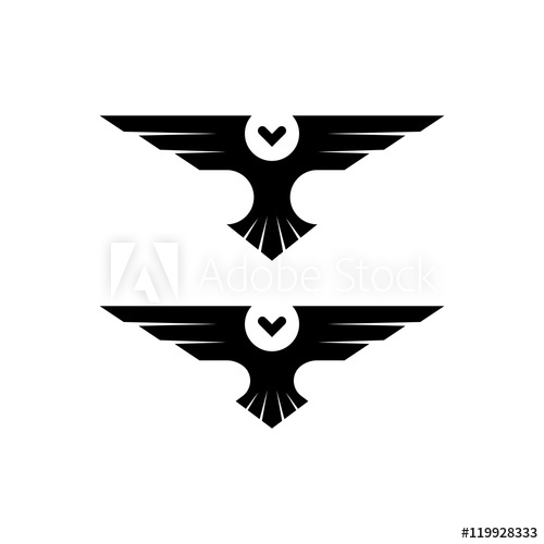 500x500 Owl Logo, Silhouette Raptor In Flight With Spread Wings In