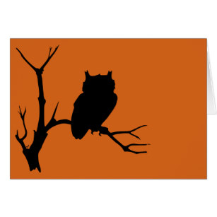 307x307 Black Silhouette Trees Owl Cards