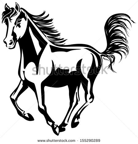 450x470 Cartoon Black And White Horse Collection