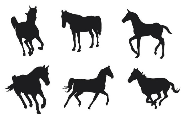 640x415 Horse Silhouettes Set Of 6