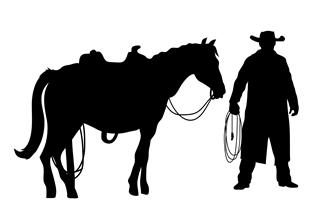 320x219 Cowboy And Horse Silhouette Decal Sticker