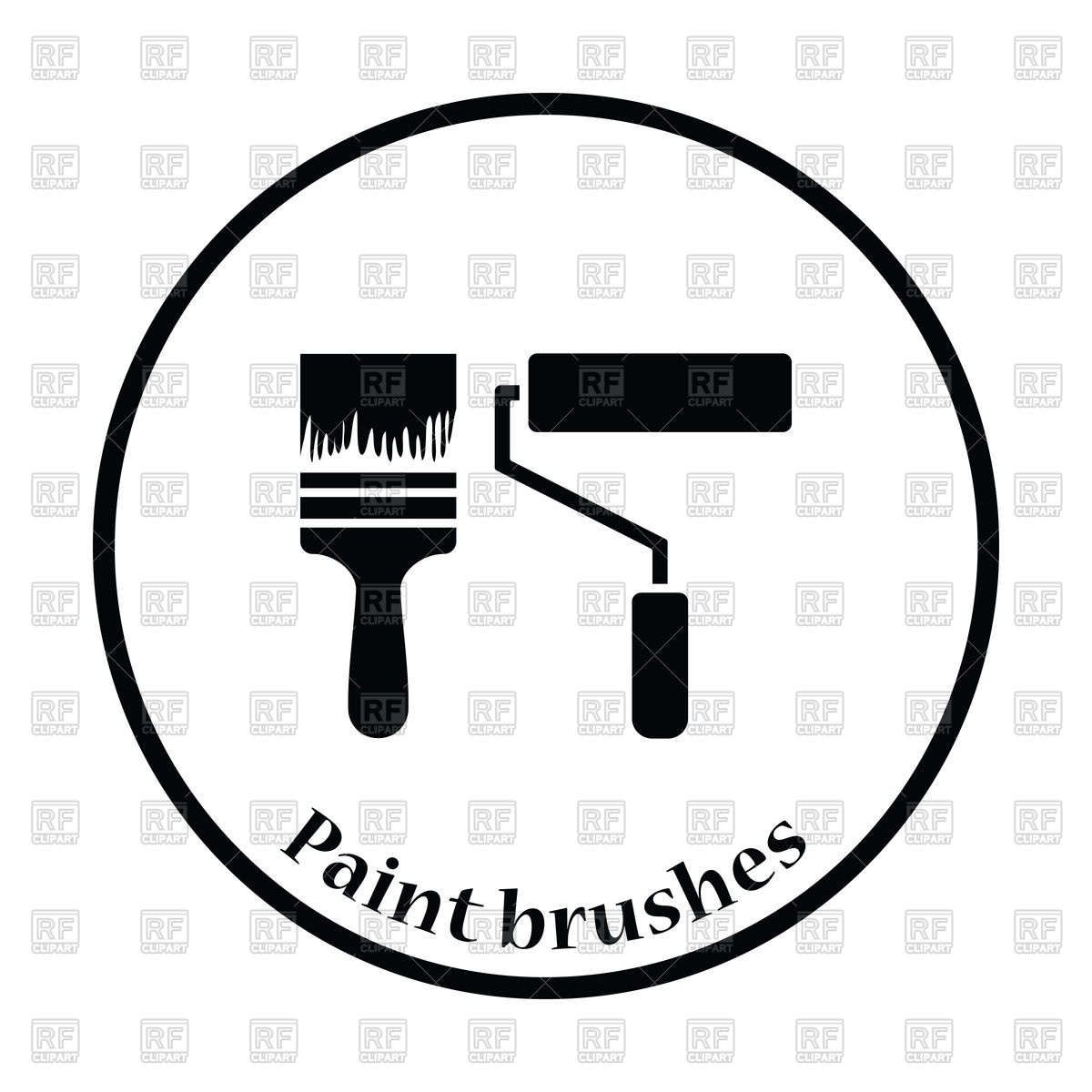 1200x1200 Thin Circle Design Icon Of Construction Paint Brushes Royalty Free