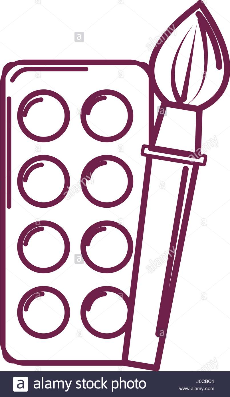 806x1390 Silhouette Paint Palette With Brush Art Tool Stock Vector Art