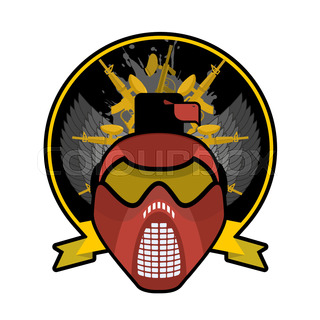 320x320 Paintball Team Logo Emblem. Scary Skull In Paintball Mask
