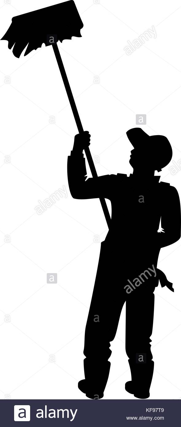 589x1390 Painter With A Brush. Vector Illustration Of A Worker Silhouette