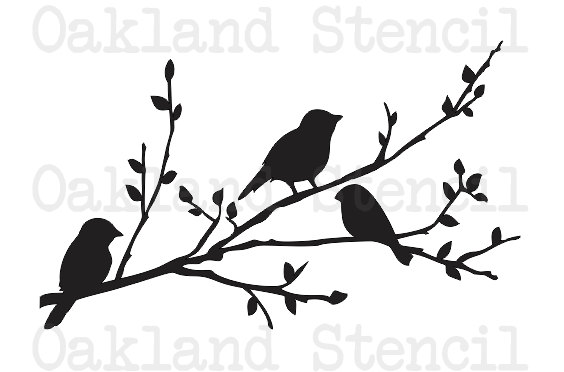 564x372 Birds On A Branch Silhouette Stencil 8 X 12