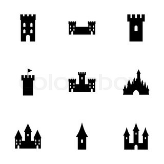 320x320 Castle Silhouette Icon On White Background. Vector Illustration