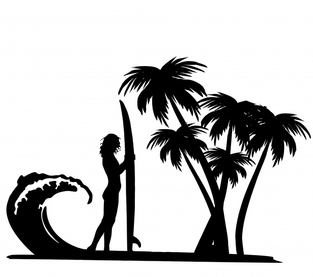 615x545 Surfer Palm Trees Clipart Free Stock Photo