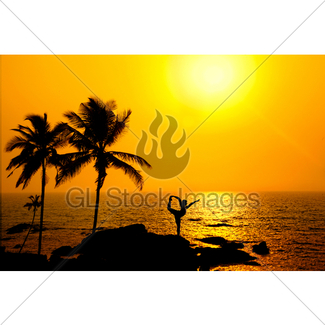 325x325 Silhouette Of Yoga Natarajasana At Sunset Gl Stock Images