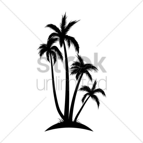 600x600 Silhouette Of Coconut Tree Vector Image